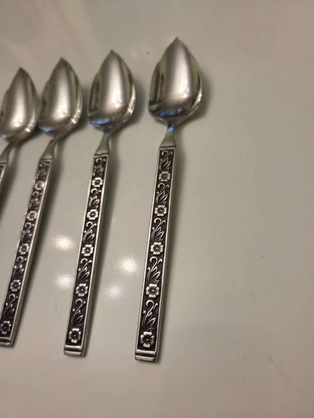 Gold Standard Night Blossom Grapefruit Spoons Serrated Set 4 Japan Flowers